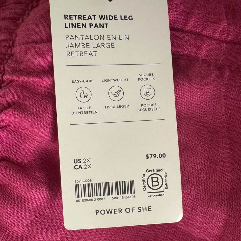 Retreat Wide Leg Linen Pant - Athleta - Size 2X - Picture 2 of 11